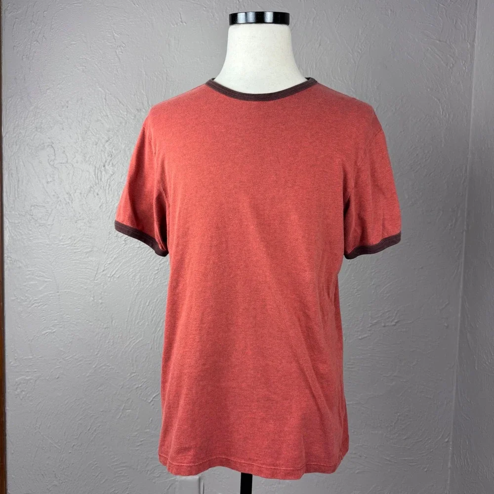 Vintage y2k Banana Republic Men's Large Orange Ringer Tee Cotton Skater casual